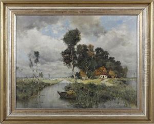Weite Moorlandschaft Mit Sonnenbeschienenem Gehoft