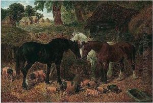 Feeding Time, Signed by John Frederick Herring Snr
