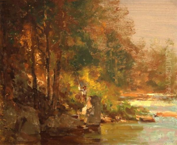 Fisherman By A Stream - view 1