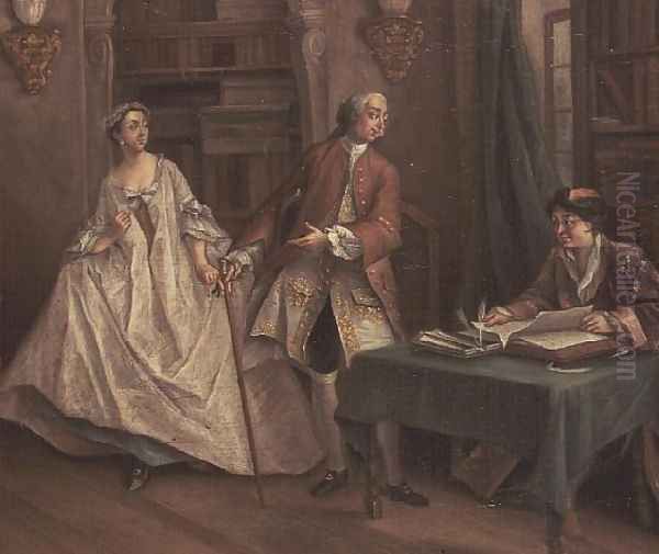 Interior of a Library with Elegant Figures - view 1