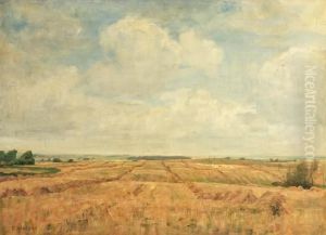 Harvest Landscape. Signed C. Holsoe by Carl Vilhelm Holsoe