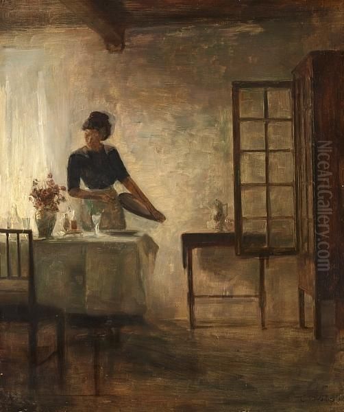 Woman Setting The Table - view 1