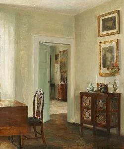 Interior With An Open Door. The
Home Of The Artist At Altona Farm Near The Manor House Torbenfeldt,
Morkov by Carl Vilhelm Holsoe