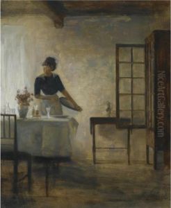 Bordet Daekkes (laying The Table) by Carl Vilhelm Holsoe