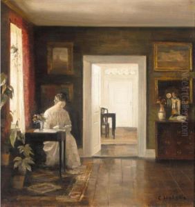 Interior Med En Kvinde Der Laeser (interior With A Woman Reading) by Carl Vilhelm Holsoe