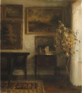 Vase Med Blomster (interior With A Vase Of Flowers) by Carl Vilhelm Holsoe