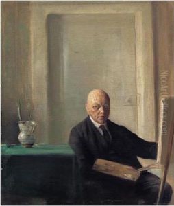 Kunstreren Ved Sit Staffeli (the Artist By His Easel) by Carl Vilhelm Holsoe
