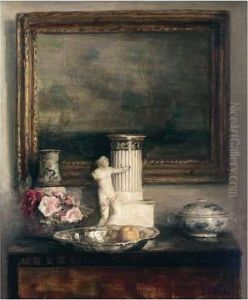 Still Life With Classical Column And Statue by Carl Vilhelm Holsoe