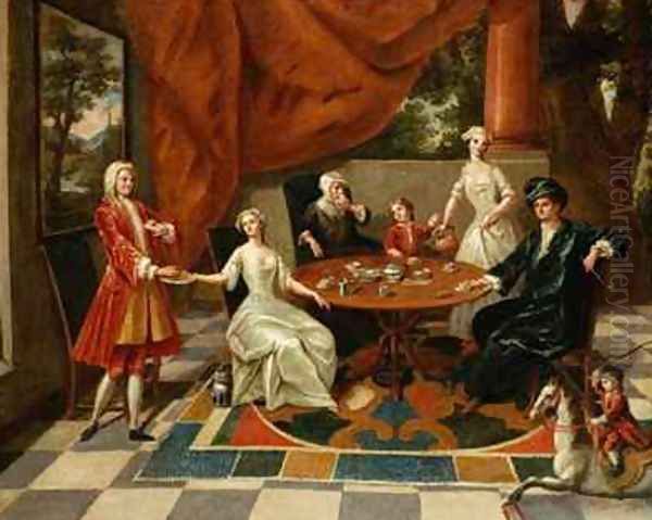 An Elegant Family Taking Tea - view 1