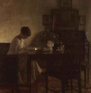 Girl reading in an interior