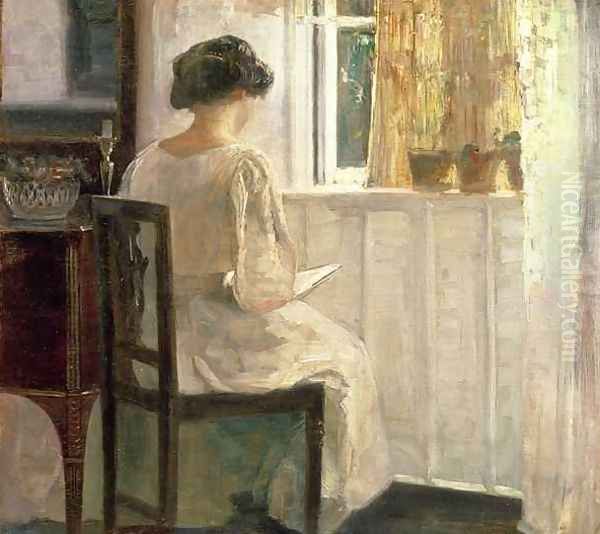 Girl Reading in a Sunlit Room - view 1