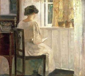 Girl Reading in a Sunlit Room