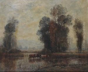 Landscape With Cows by Louis-Aime Japy
