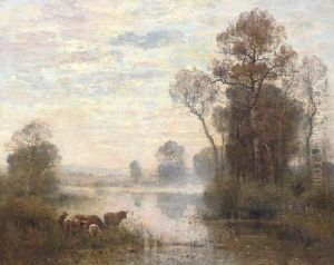 Vaches Pres D'un Etang by Louis-Aime Japy
