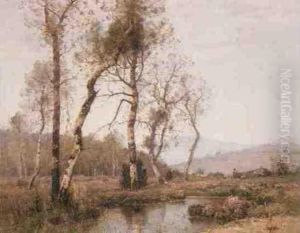 River Landscape by Louis-Aime Japy