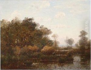 Fisherman At The Watering Hole by Louis-Aime Japy