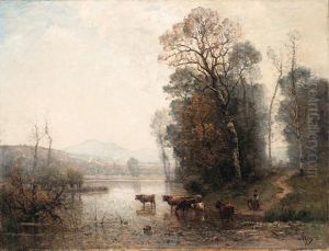 A Landscape With Cows by Louis-Aime Japy