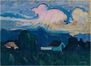 Landschaft Mit Rosa Wolke (landscape With Pink Cloud) by Wassily Kandinsky