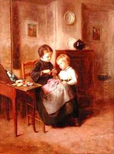 The Sewing Lesson by Theophile-Emmanuel Duverger