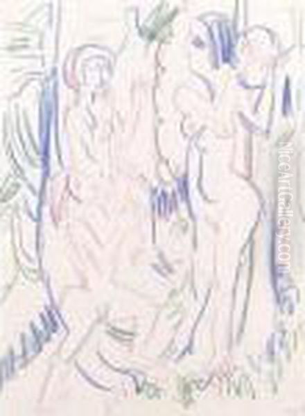 Ballspielende Nackte Frauen Im Wald (female Nudes Playing Ball In The Woods) - view 1