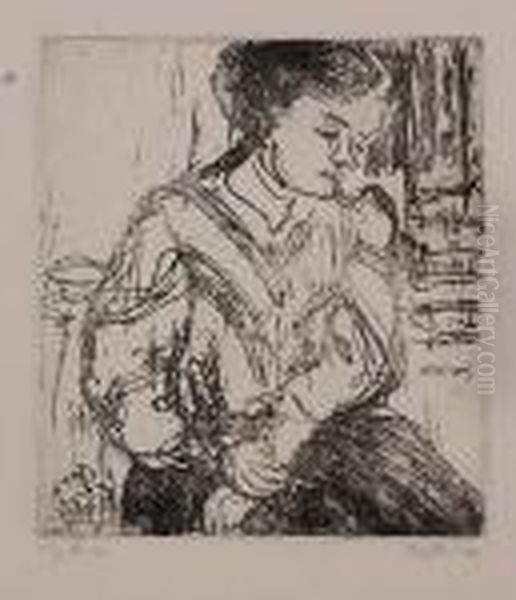 Sitzende Dame In Heller Bluse - view 1