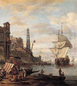 Mediterranean Harbour Scene by Abraham Storck