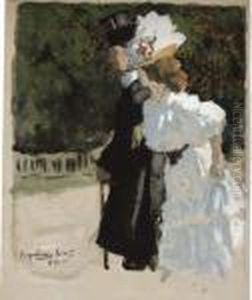 A Couple On Promenade by Konstantin Alexeievitch Korovin