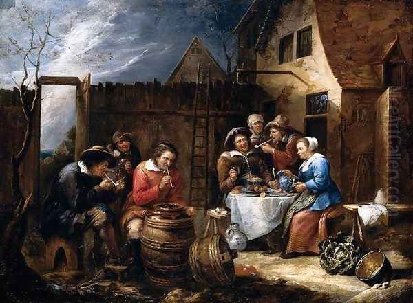 Boors Eating Drinking and Smoking outside a Cottage 1657 - view 1