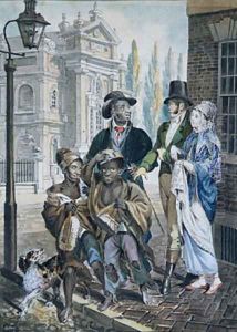 "Worldly Folk" Questioning Chimney Sweeps and Their Master before Christ Church, Philadelphia by John Lewis Krimmel