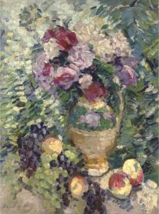 A Basket Of Flowers by Konstantin Alexeievitch Korovin