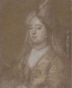 Portrait Of A Lady, Half-length, In A Turban Headdress And Pearlnecklace