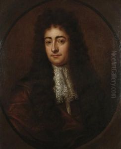 Portrait Of A Gentleman, Bust 
Length Wearing A Russet Coat And A Lace Jabot; Portrait Of A Lady, Bust 
Length Wearing A Blue And White Dress