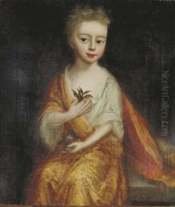 Portrait Of A Girl, Seated, In A Golden Cloak by Sir Peter Lely