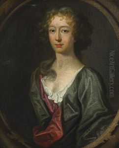 A Portrait Of A Lady, Half-length, Wearing A Gray Dress