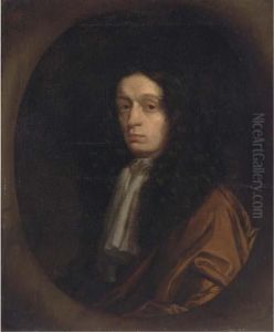 Portrait Of A Gentleman, Bust-length, In A Brown Cloak And Lacejabot, In A Feigned Oval