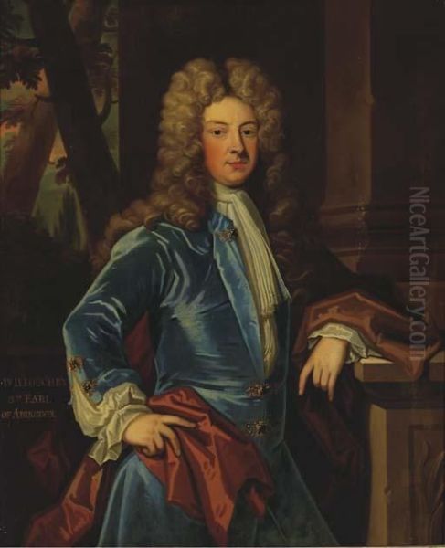 Portrait Of Lord Willoughby, 3rd Earl Of Abingdon, Three-quarterlength In A Landscape - view 1