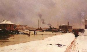 Bas Port Du Pont De Tolbiac by Pierre Louis Leger Vauthier