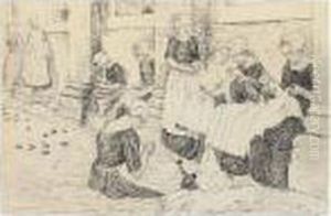 Studie Zu ``freistunde Im
Amsterdamer Waisenhaus' (study For ``leisure Time In An Amsterdam
Orphanage') by Max Liebermann