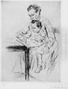 Kind Mit Warterin by Max Liebermann