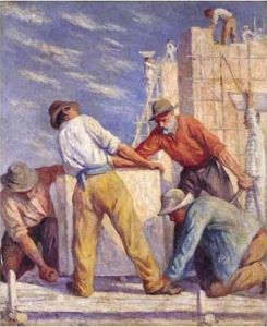 Travailleurs Sur Un Chantier De Construction by Maximilien Luce