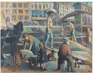 Chantier Au Canal Saint-martin, Circa 1910-1915 by Maximilien Luce