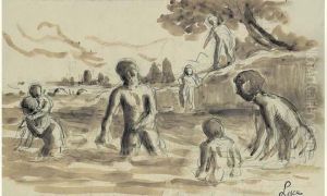 Baignade A Rolleboise by Maximilien Luce