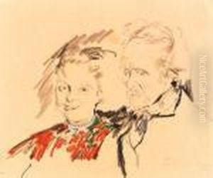 Study Of A Girl And An Old Man by Philippe Andreevitch Maliavine