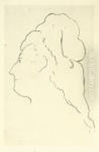 Eva Gonzales, Profile Tourne A Gauche. by Edouard Manet
