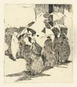 La Queue Devant La Boucherie. by Edouard Manet
