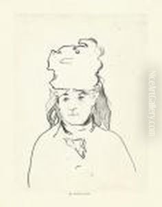 Berthe Morisot En Silhouette. by Edouard Manet