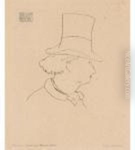 Baudelaire De Profil En Chapeau by Edouard Manet