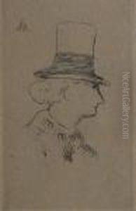 Baudelaire De Profil En Chapeau by Edouard Manet