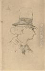 Profile Portrait Of Charles Baudelaire (guerin 30) by Edouard Manet