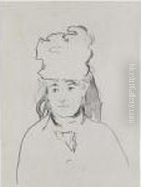 Portrait Of Berthe Morisot In Outline - view 1
